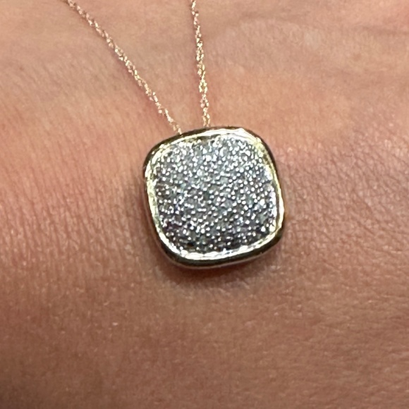 New 18k & Silver Diamond Cluster Pendant - Picture 9 of 12